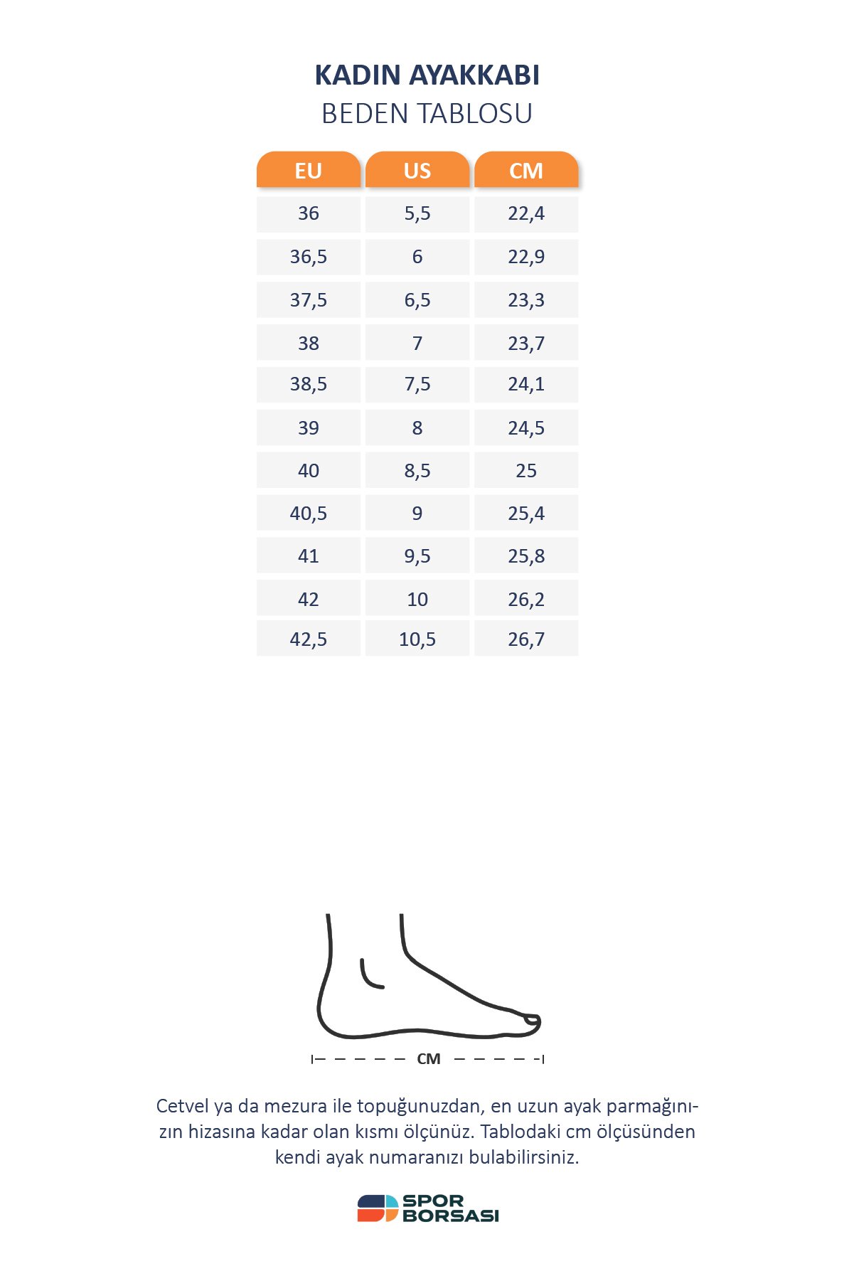 Nike kadın ayakkabı beden tablosu, Nike kadın terlik beden tablosu